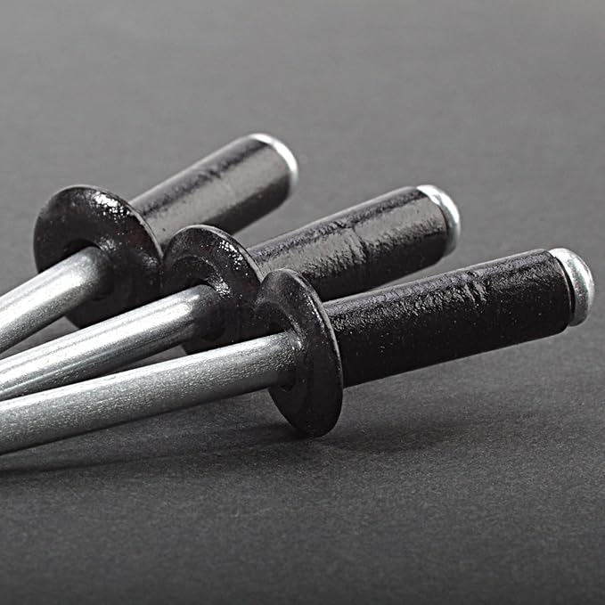 Linkup 300pcs pack 3/32" x 5/32" Black pop blind Rivets, 2.4mm x 4mm Black pop rivets,Aluminum Body Steel Mandrel Rivets (Black),Dome Head aluminum rivets