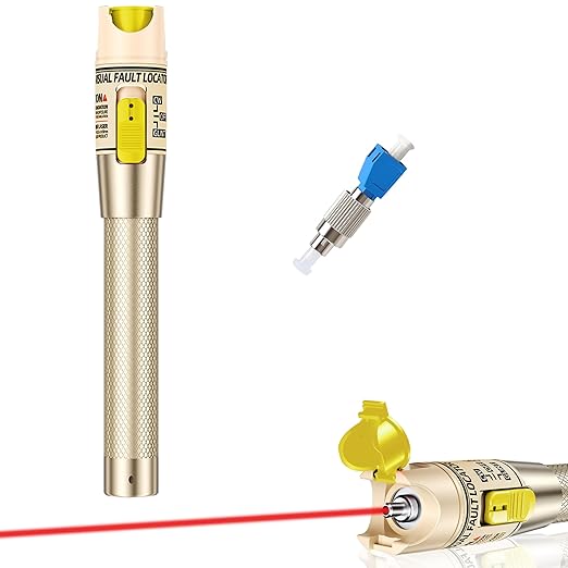 VFL Visual Fault Locator 100mw Fiber Optic Cable Troubleshoot Kit 2.5 mm Universal Connector, with 1pc FC to LC Adapter for Telecommunications & CATV Maintenance