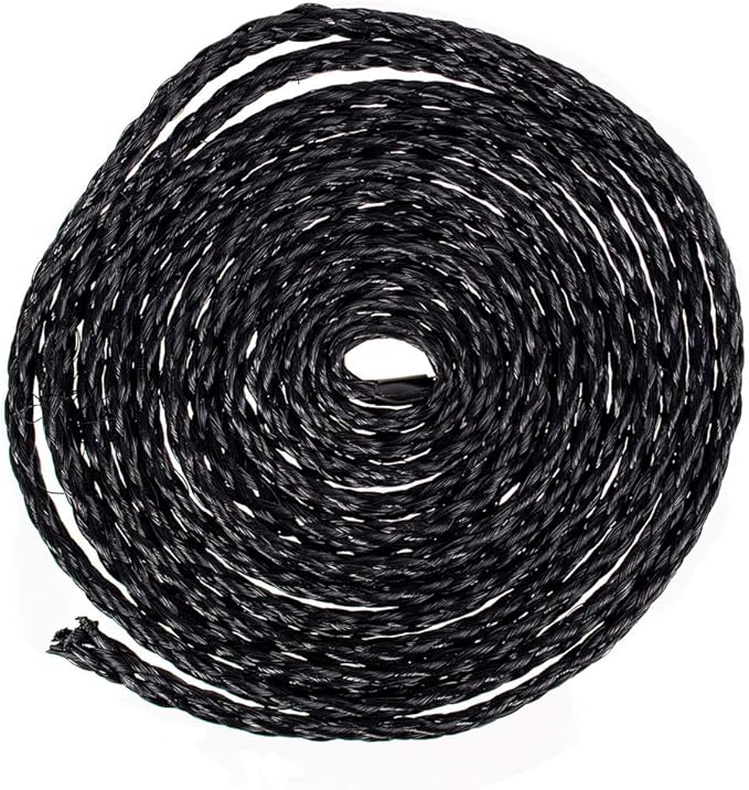 Hollow Braid Polypropylene Rope (1/4 Inch, 50 Feet, Black) - Barrier Rope - Trail Marking, Crowd Control, Golf Courses