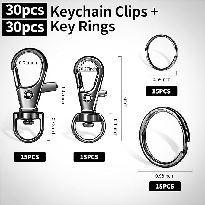 LEOBRO 60 PCS Lobster Claw Clasps and Key Rings, Keychain Clips and Key Chain - Image 3