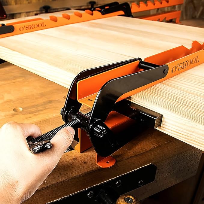 O'SKOOL Pressure Panel Clamps (2-Pack) - 4-Way Pressure Steel Clamps for Cutting Boards, Tabletops, and Cabinet Making - Ideal for Flush Joints & Precision Woodworking Projects