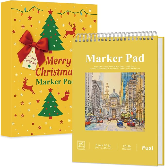 Fuxi Marker Paper Sketchbook 8" x 10", 60 Sheets Marker Pad Sketch Book Hard by SketchBook