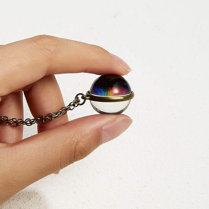 Yocoyee Galaxy Planet Pendant Necklace Glow in Dark Double Side Glass Crystal - Image 4