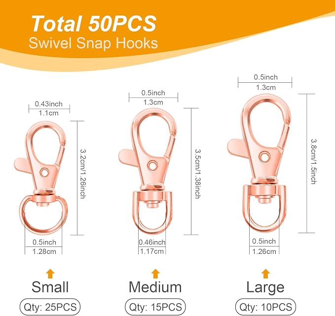 100PCS Swivel Snap Hooks with Key Rings, Premium Metal Swivel Lobster Claw - Image 2