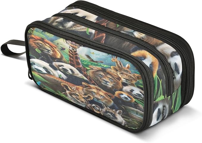 Animals Pencil Case Box Boys Girls Large Pencil Pouch Zipper Compartments Big by BOENLE-WELCOMEYOURCOMING