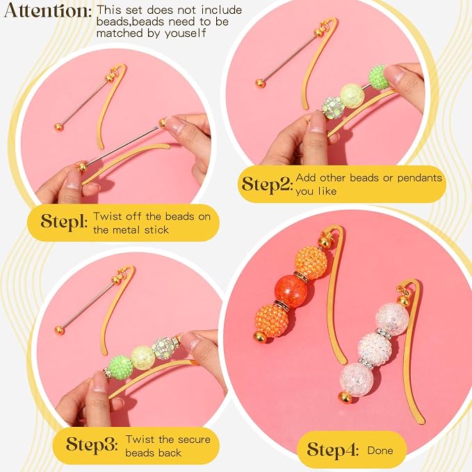Dunzoom 8 Pcs Beadable Bookmarks DIY Metal Blank Bar Bookmark - Image 4