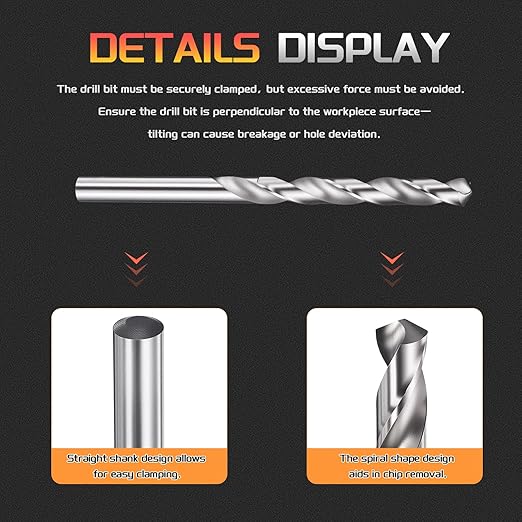 Drill Bit, 5/16" Cutting Diameter, 4241 HSS 118° Cutting Angle Uncoated Bright Versatile Jobber Bits - (Applications: for Drilling Plastic Wood Soft Metal), 12-Pieces