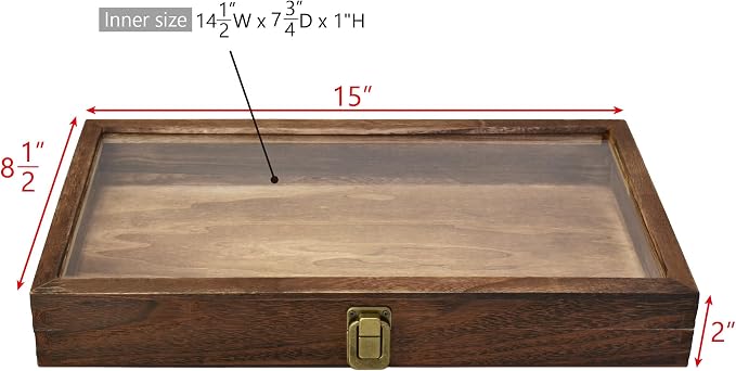 MOOCA 2 Pcs Wood Tempered Glass Top Jewelry Display Case Accessories Storage Box - Image 2