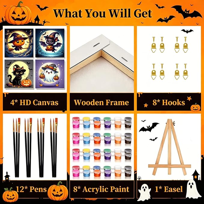 Arttoplus 4 Pack Halloween Paint by Numbers Kit - Image 6
