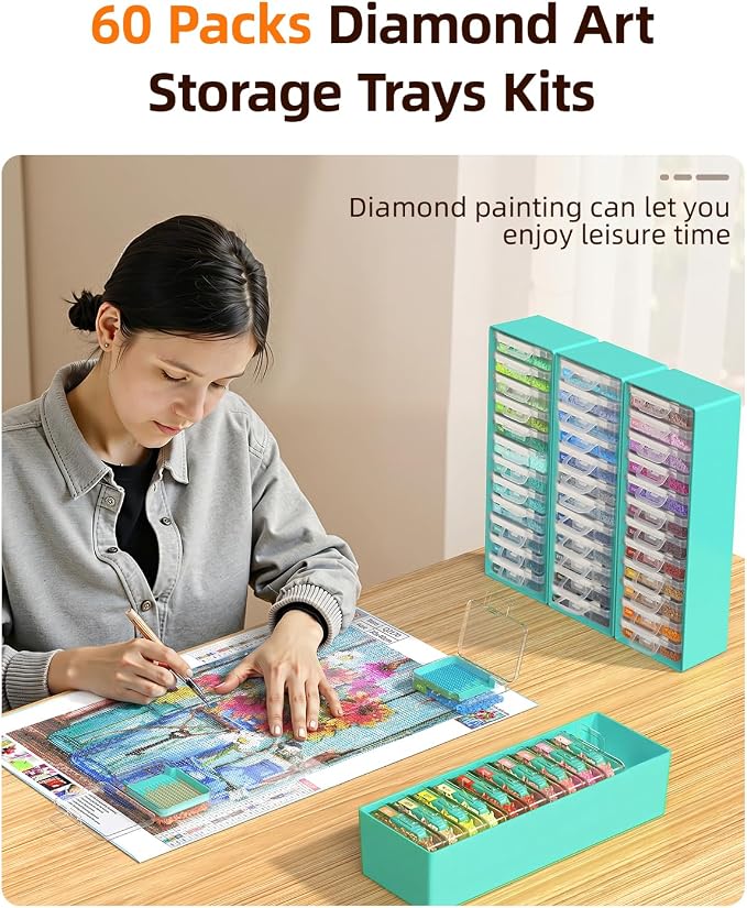 Redtwo 60 PCS Diamond Painting Storage Containers Trays, Detachable Trays - Image 3