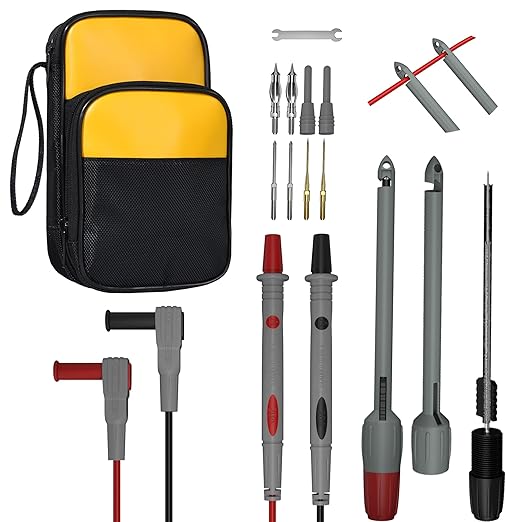 Multimeter Automotive Test Leads Kit with Soft Carrying Case Wire Piercing Clip Puncture Probes Wire Replaceable Precision Sharp Probes for Digital Electrical Multimeter Testing