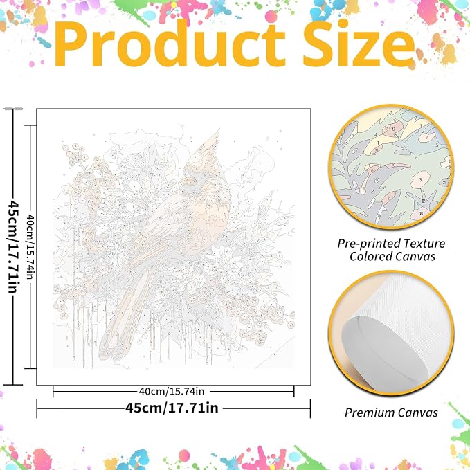 Cardinal Paint by Numbers for Adult, Cardinal Paint by Numbers Kit for Adults - Image 3
