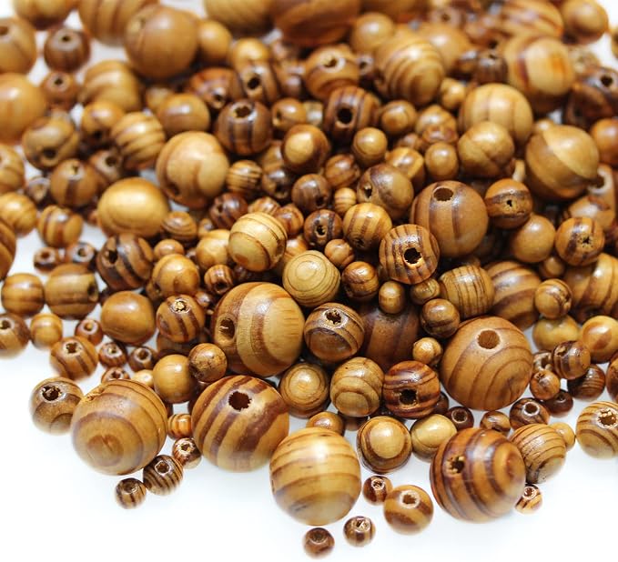 BetterJonny 600Pcs Natural Wood Round Beads, 6 Sizes Handmade Polished Spacer - Image 7