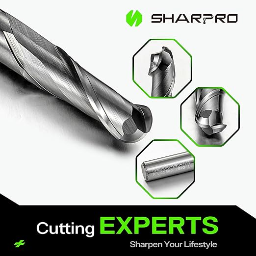 Carbide Ball Nose End Mill 2 Flute 1/4 Inch SHK. and Cutting Dia. 3D Carving, High-Speed and Deep Cutting, AlCrN Coated, Apply for Alloy Steel, Stainless Steel and Various Cast Iron.