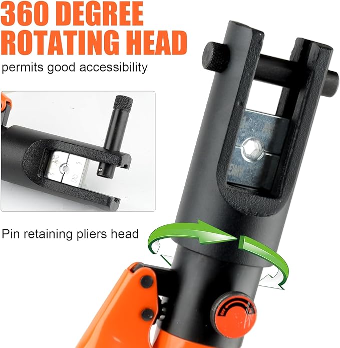 HZLZRZ Hydraulic Crimping Tool, 16 Tons Battery Cable Crimping Tool and Range 4AWG-500MCM, 10 Pairs of Dies for Kit, Yellow Battery Cable Terminal and wire crimpers (YQ/240A)