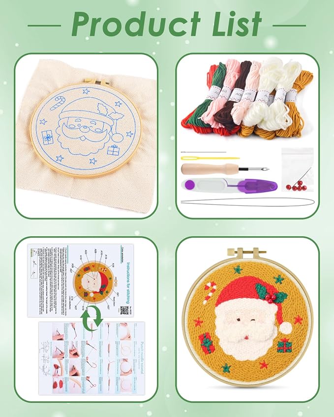 ERKOON Christmas Punch Needle Kit Adults Beginners, DIY Easy Christmas - Image 2