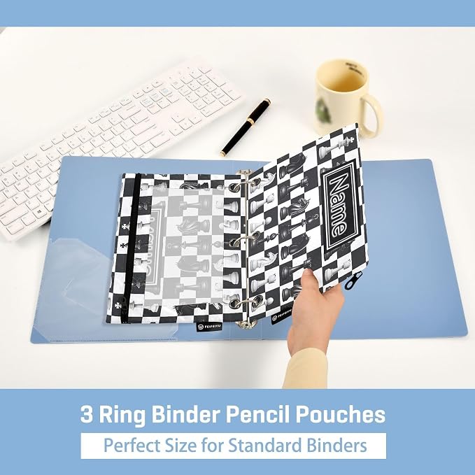 Custom Chess Checkered Plaid Pencil Pouch - Image 4