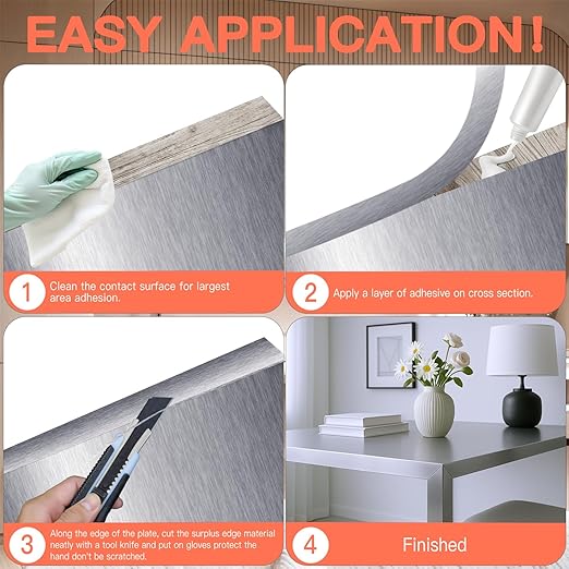 GSCIT Club Silver Edge Banding, 2 Inch x 25ft Aluminum Brushed Edge Banding PVC Edge Trim for Cabinet Repair Furniture