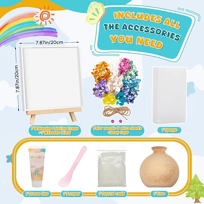 Fuyoooo DIY Vase Mosaic Painting Kit, 7.87 x 7.87 x 0.79 Inches DIY Arts and - Image 2