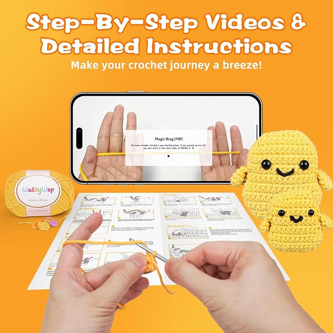 WaldyWop Crochet Kit for Beginners: 2 PCS Easy Complete Knitting Kit - Image 4
