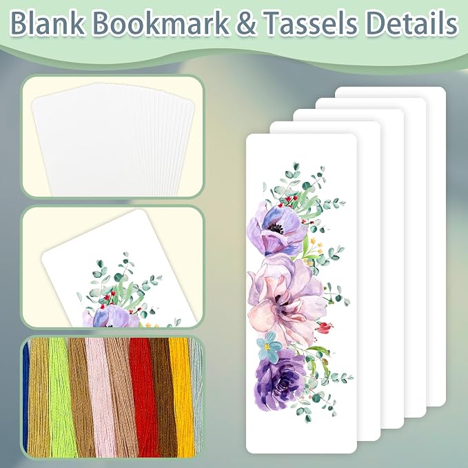 DSYIL 100 PCS Blank Bookmarks, DIY Paper Book Marks Kit - Image 3