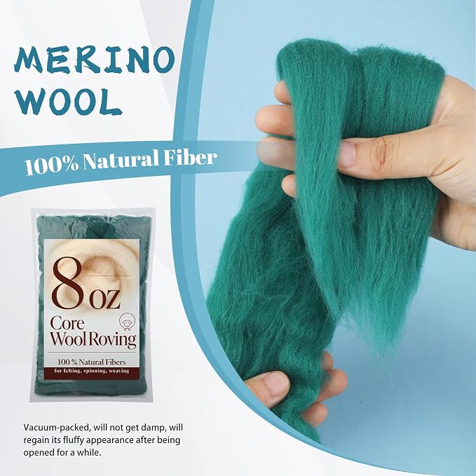 Core Wool for Needle Felting, 8 OZ Merino Wool Roving, Soft Felting Wool for - Image 3