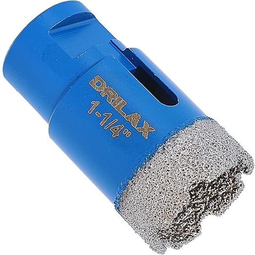 Drilax Pro Series 1-1/4 Inch Diamond Hole Saw for Angle Grinders | 1-3/8" Depth | 5/8"-11 Thread | Ideal for Faucets, RO Filters, Grab Bars & Dry Drilling | Long Life