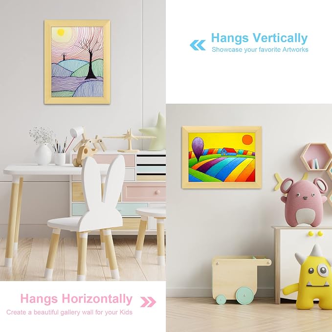 Kids Art Frames, 9x12 Front Opening Kids Artwork Frames Changeable, Holds 50 Pcs - Image 2