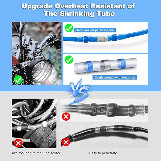 Kuject 600PCS Solder Seal Wire Connector Kit, Solder Seal Butt Terminal Waterproof Insulated Electrical Wire Splice for Automotive Marine Boat