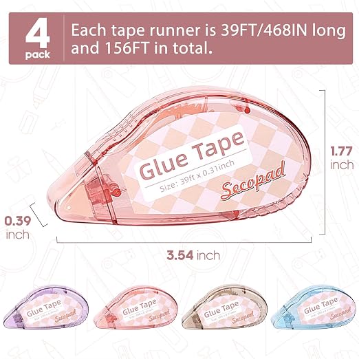 Secopad Scrapbook Tape, 0.3IN x 39FT Double Sided Tape Roller - Image 5