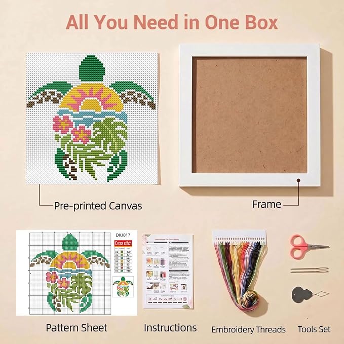 WUSARPLY Sea Turtle Stamped Cross Stitch Kits - Image 2