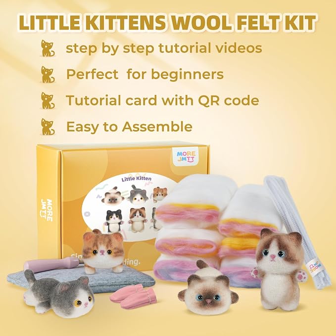 MOREJMTT Needle Felting Kit, 6Pieces Cats Making Wool Needle Felting Starter Kit - Image 7
