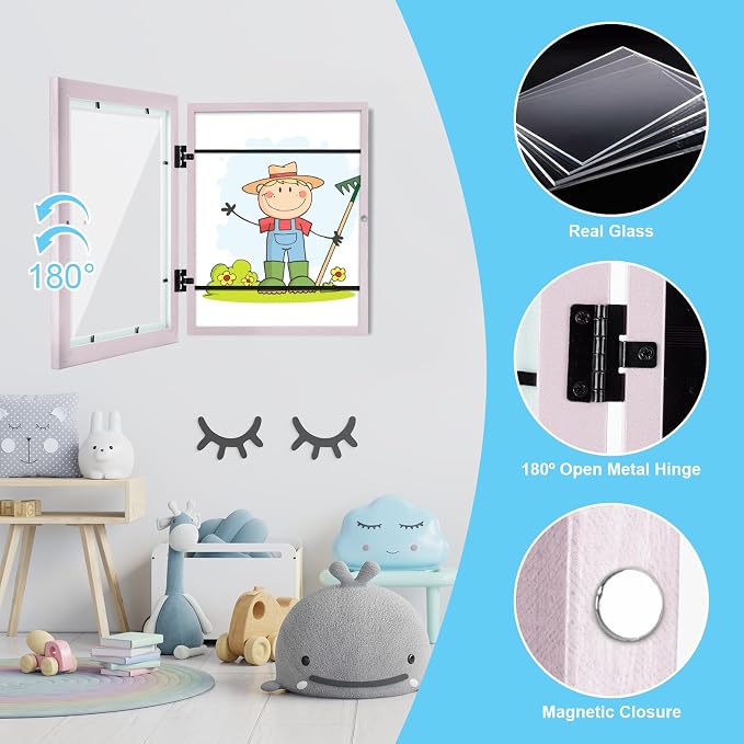 Kids Art Frames, 8.5x11 Front Opening Kids Artwork Frames Changeable, Pale Pink - Image 6