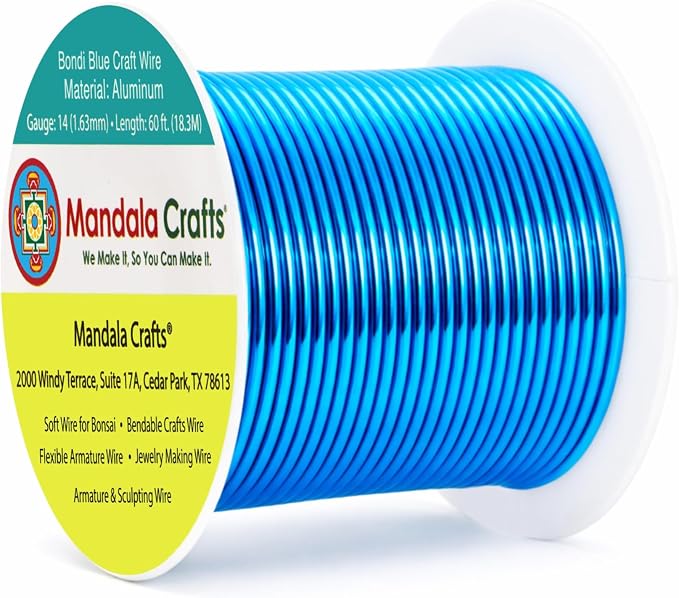 Mandala Crafts 14 Gauge Bondi Blue Anodized Aluminum Craft Wire, 60 FT | Colored by MandalaCrafts