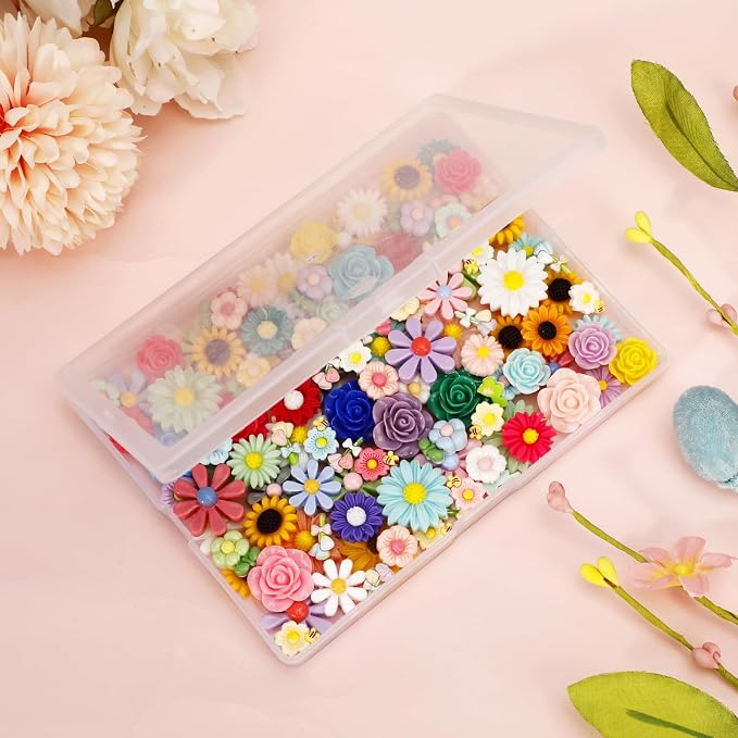 120pcs Mini Resin Flowers for Crafts, Cute Small Tiny Flatback Resin Flower | - Image 7