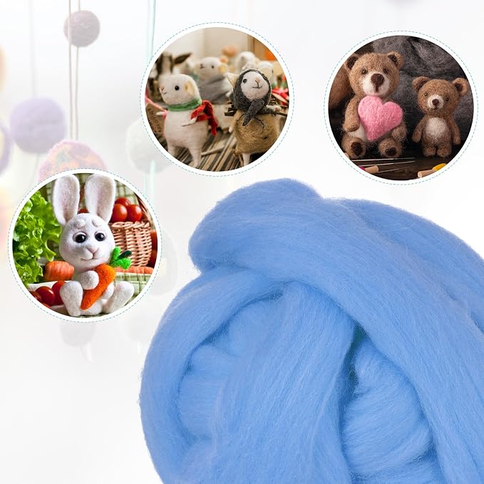uxcell Needle Felting Wool, 3.5 Oz Nature Fibre Wool Yarn Roving - Image 4