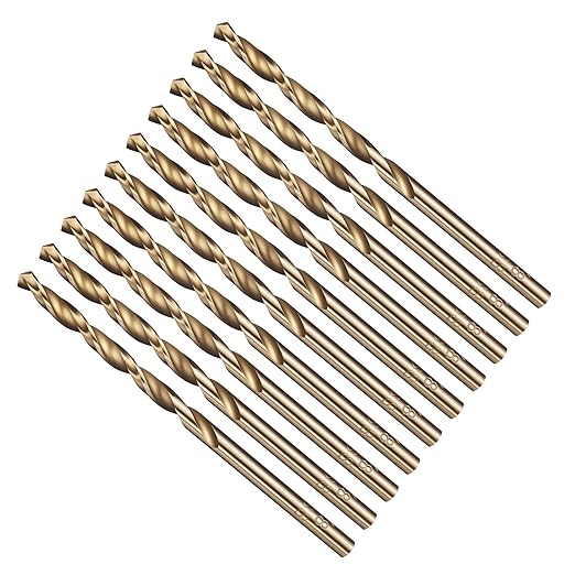 Drill Bit, 1/8" Cutting Diameter (3.175mm), 4241 HSS Gold 118° Cutting Angle Versatile Jobber Bits - (Applications: for Drilling Plastic Wood Soft Thin Metal), 10-Pieces
