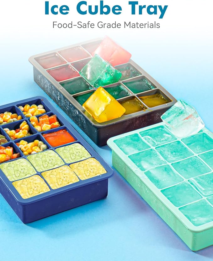 Silicone Ice Cube Trays for Freezer Set of 2, Square Ice Cubes Mold, Easy - Image 4