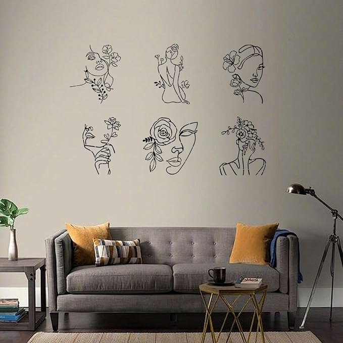 ORIGACH 9PCS 11.8x11.8inch Modern Minimalist Abstract Women Stencil, Floral - Image 4