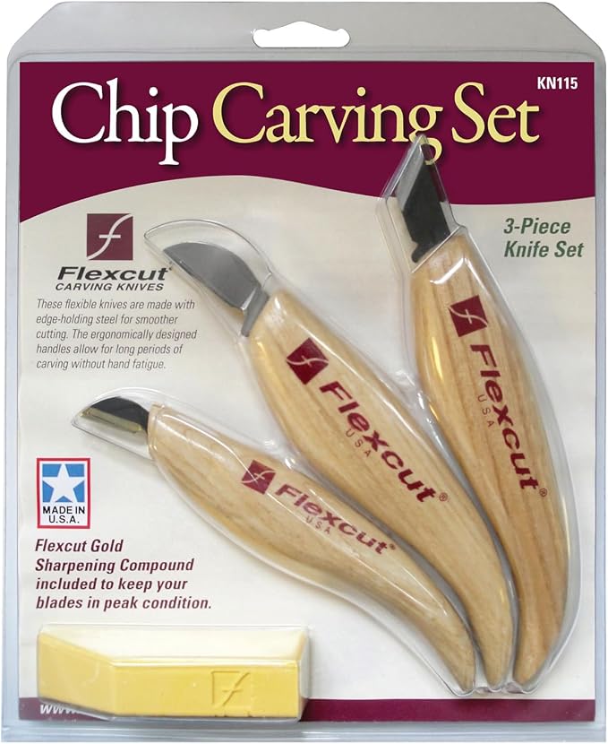 FLEXCUT Wood Carving Knives | Chip Carving Set | 1095 High Carbon Steel Blades - Image 2