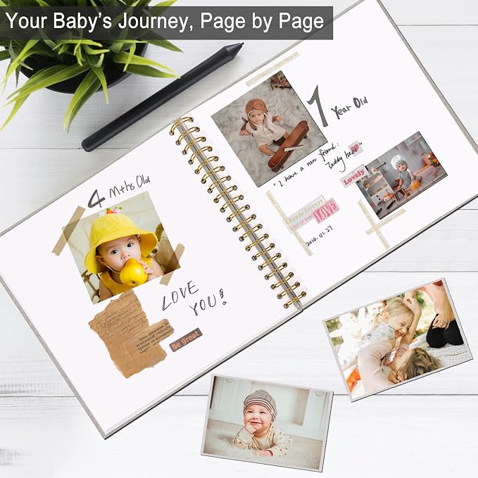 8 x 8 Inch Scrapbook Photo Album, Hardcover Kraft White Pages Arch Window Photo - Image 2