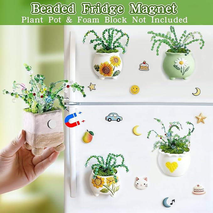 FOGWOWO 5422 Pcs Beaded Plant Kit Forever Plant Kit Green Glass Beads - Image 7