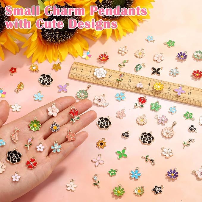 150 Pcs Flower Charms for Jewelry Making - Image 5