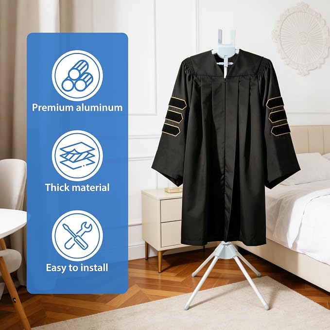 Adjustable Cap and Gown Display Stand, 32-63 Inch, Foldable Steel Frame - Image 2