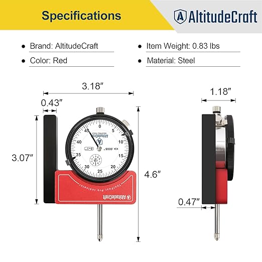 Precision Lathe Tool Post Indicator Holder, Dial Indicator (.0005"), CNC Machining Alignment Tool, for Quick Change Tool Post Systems