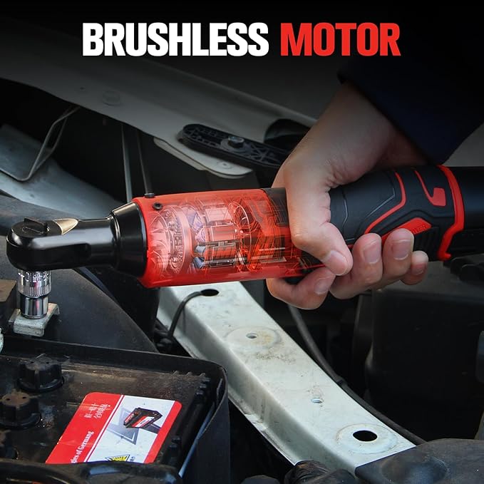 Electric Ratchet Wrench Set, 3/8" 21V Power Ratchet Tools, Cordless Ratchet Wrench, Included 6 Sockets and Charger, Variable Speed & LED Light