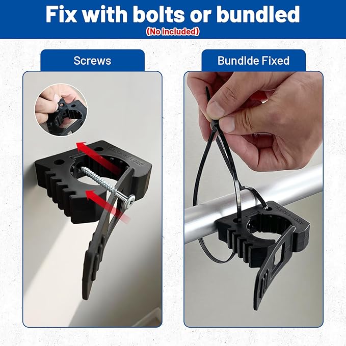 ROBLOCK 4 Pack Quick Release Clamp Mounts - Adjustable shovel clamp mount, Rubber Tool Handle Holders for 1-1/4" to 1-3/4" Diameter, Universal Garage Storage, Boat, RV, ATV or Any Wall