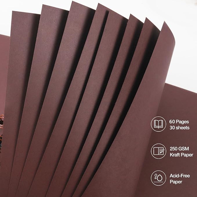 RECUTMS 10x10 Inch Scrapbook 60 Pages DIY Memory Album Kraft Paper Coffee | - Image 5