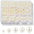 Hudinsun 1200 Pcs Pearl Beads for Jewelry Making, 5 Size Round Pearls for by Unknown