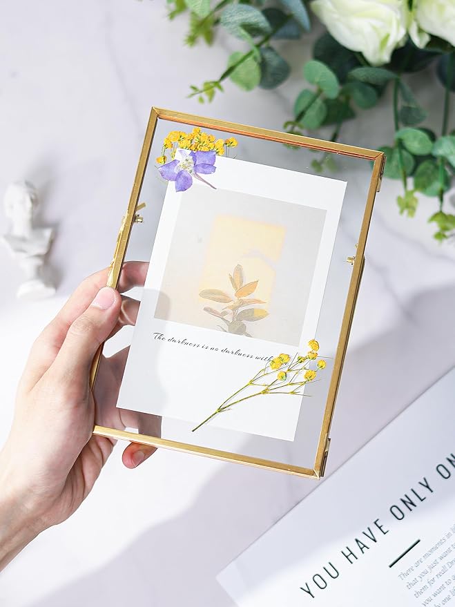REDHUGO Glass Pressed Flower Frame Handmade, Floating Picture Frames - Image 2